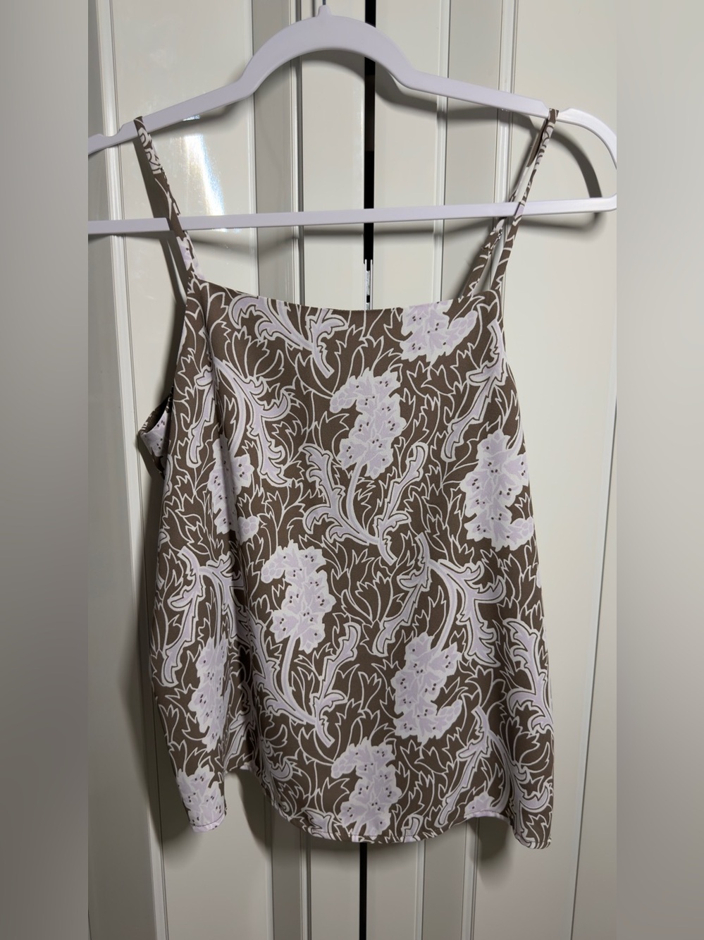 LOFT Floral Spaghetti-Strap Cami in Taupe and White
